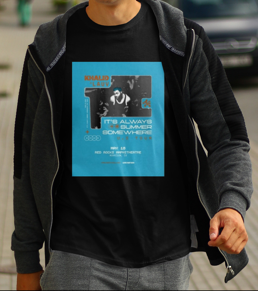 Khalid Lauv It's Always Summer Somewhere US Tour 2026 May 18 Red Rocks Amphitheatre Morrison CO Live Nation T-Shirt
