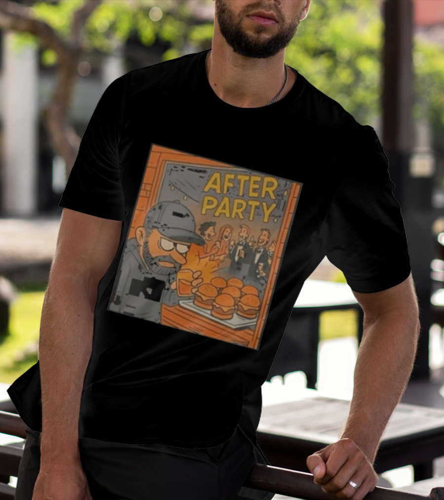 After Party Burger Cartoon With Drink In Hand T-Shirt