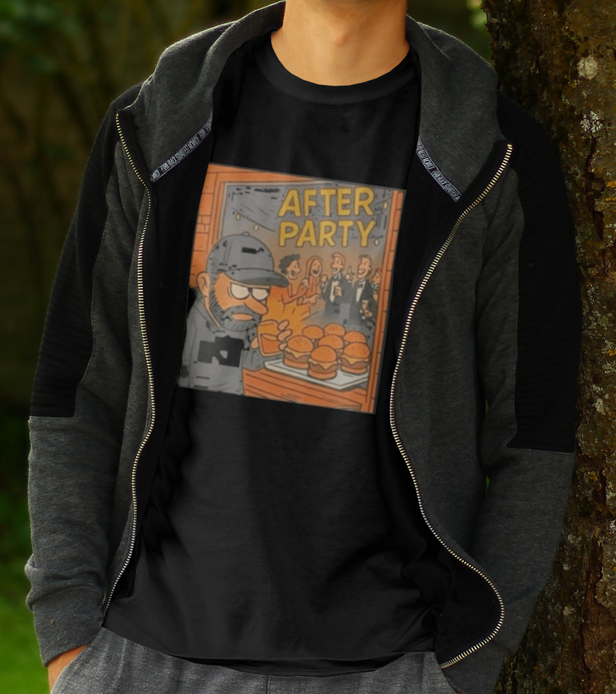 After Party Burger Cartoon With Drink In Hand T-Shirt