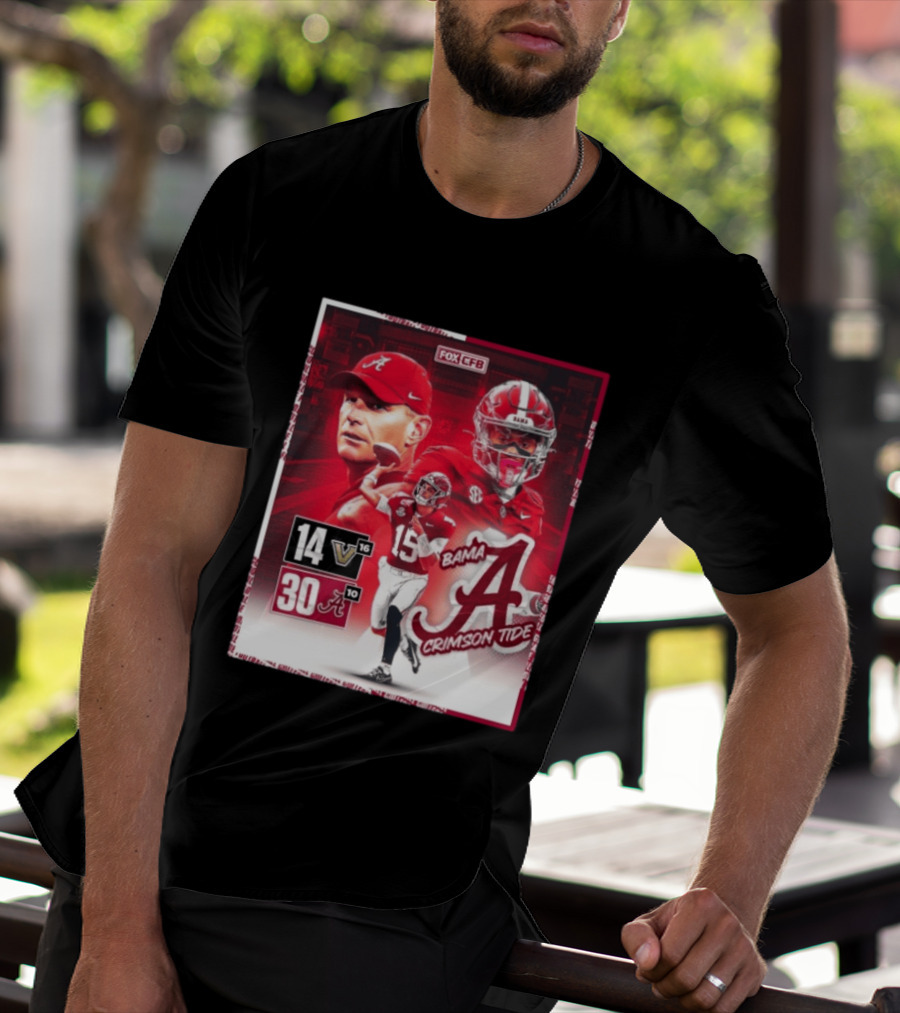 Crimson Tide Triumph Over Vanderbilt 30 14 Featuring Head Coach Kalen DeBoer And Jalen Milroe T-Shirt
