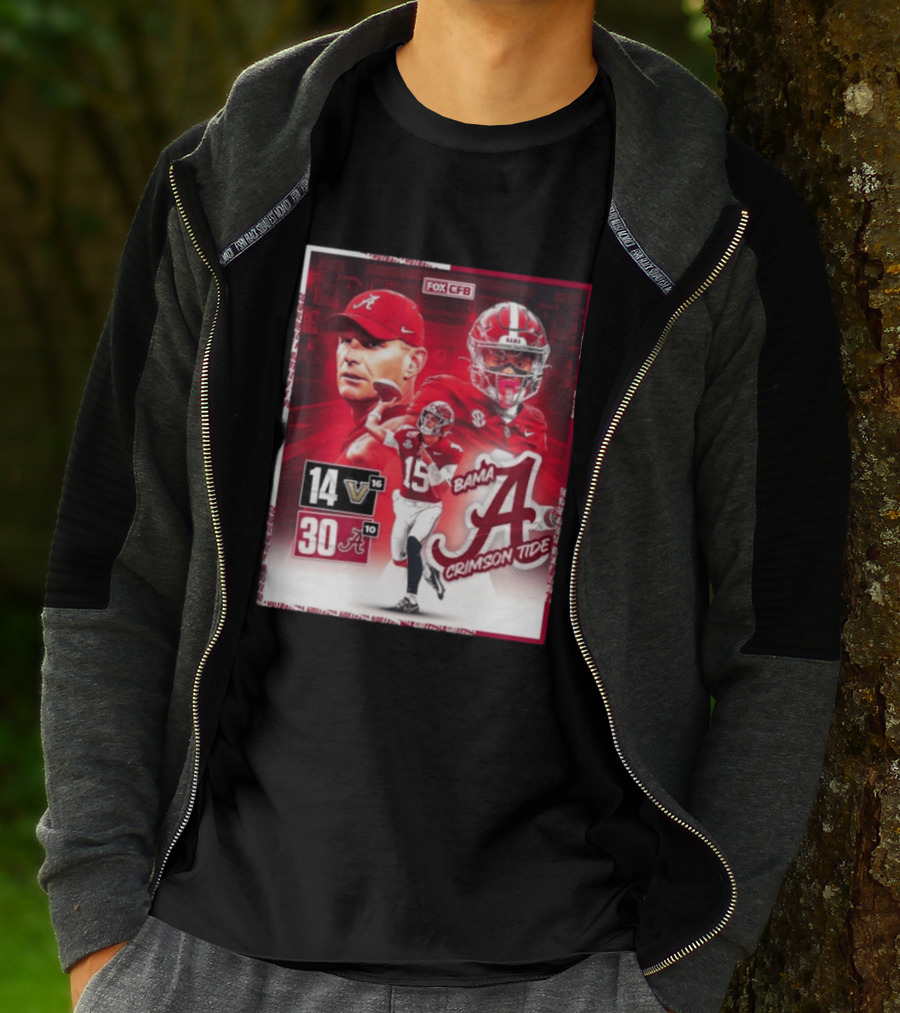 Crimson Tide Triumph Over Vanderbilt 30 14 Featuring Head Coach Kalen DeBoer And Jalen Milroe T-Shirt