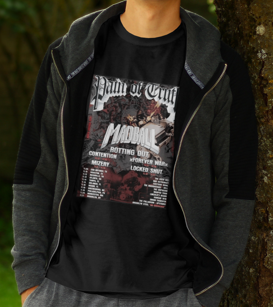 Pain Of Truth Madball Rotting Out Tour North America 2023 Contention Forever War Mizery Locked Shut T-Shirt