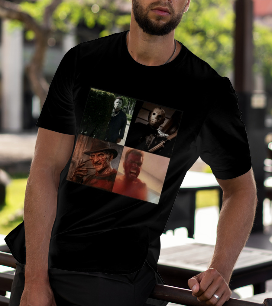 Perez Hilton Icons Horror Movie Legends Freddy Jason Michael Myers T-Shirt