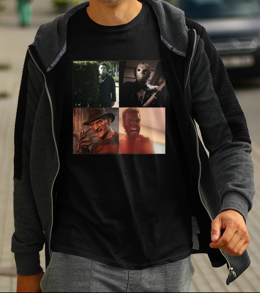 Perez Hilton Icons Horror Movie Legends Freddy Jason Michael Myers T-Shirt