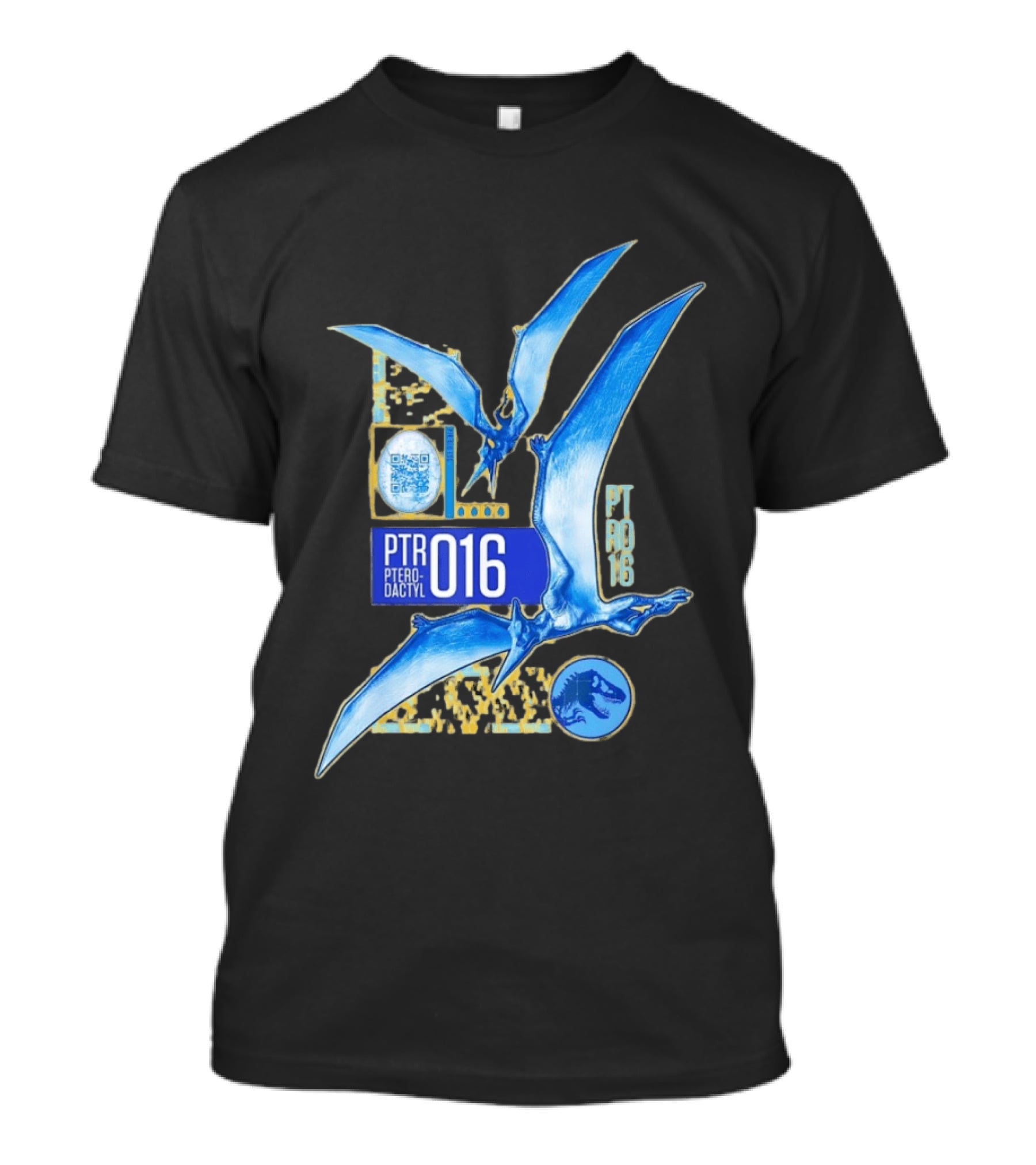 PTR 016 Pterodactyl Dinosaur Prehistoric QR Code Rex T-Shirt