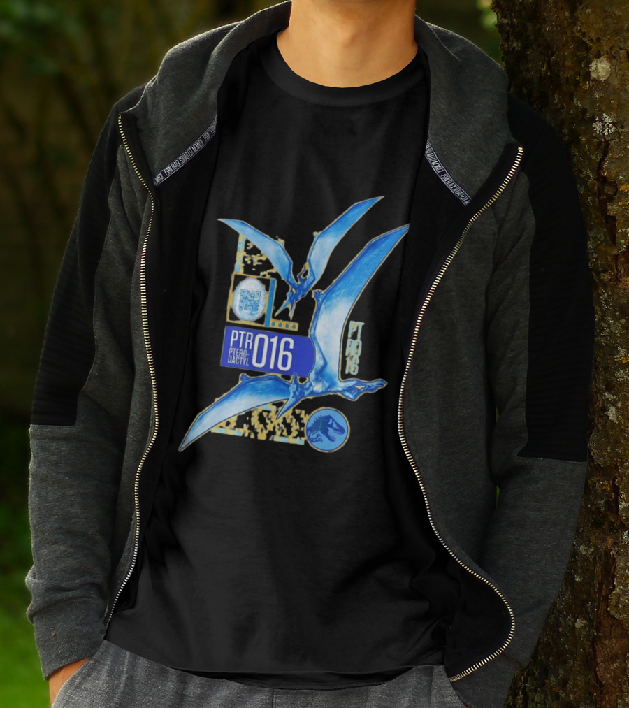PTR 016 Pterodactyl Dinosaur Prehistoric QR Code Rex T-Shirt