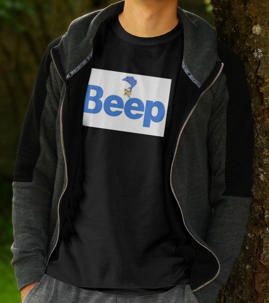 Looney Tunes Road Runner Beep Text Featuring Iconic Cartoon T-Shirt