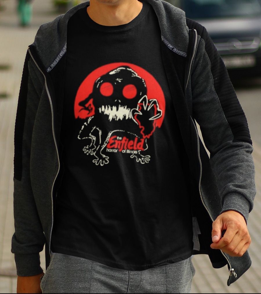 Enfield Horror Cryptid Creature Illustration With Red Circle T-Shirt