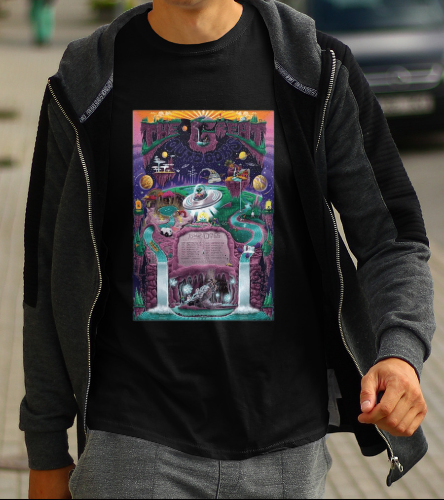 The Great Outdoors Fall Tour 2026 Cosmic Adventure Spaceships Waterfalls Planets T-Shirt