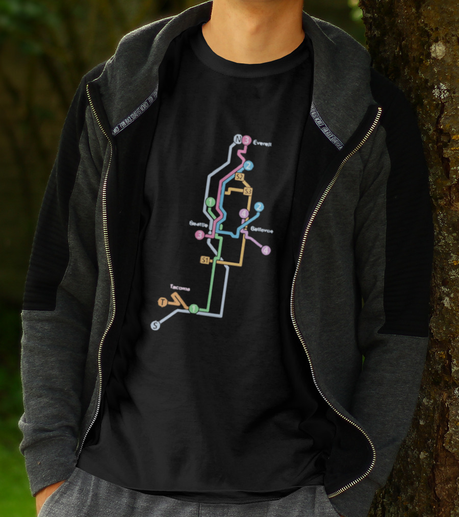 Seattle Tacoma Everett Bellevue Transit Map S1 S2 S3 Route Lines T-Shirt