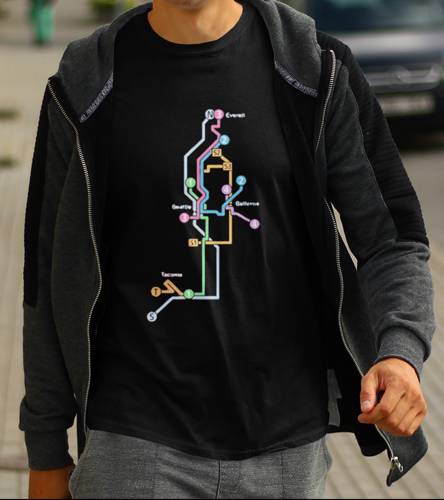 Seattle Tacoma Everett Bellevue Transit Map S1 S2 S3 Route Lines T-Shirt