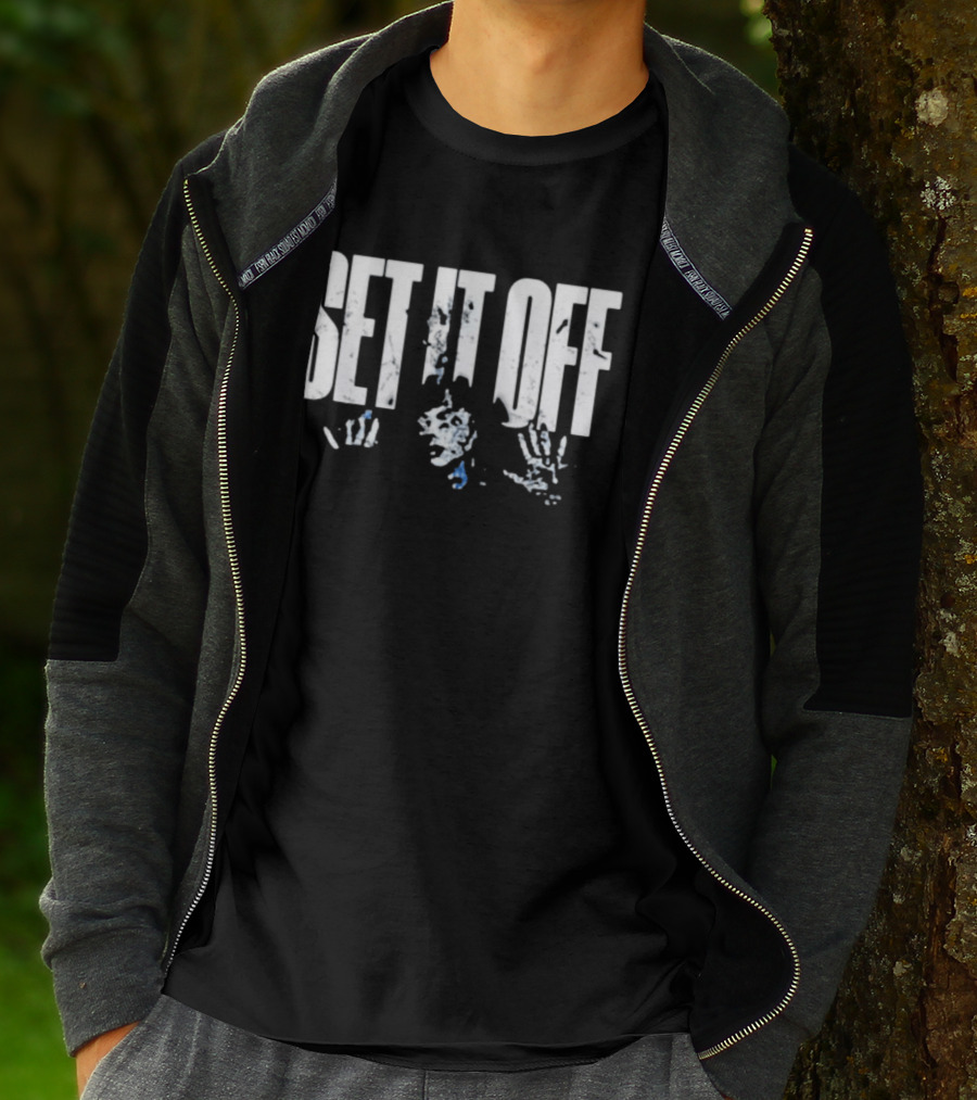 Set It Off Cracked Text With Blue Paint Effect T-Shirt