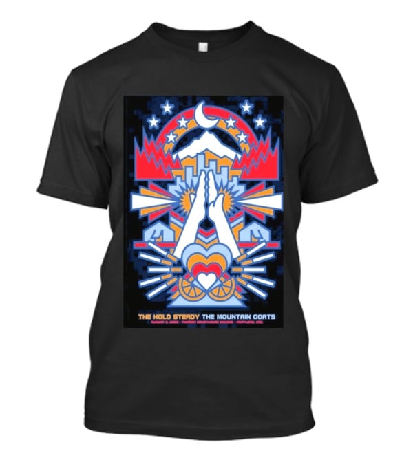 The Hold Steady The Mountain Goats Pioneer Courthouse Square Portland August 8 2026 Concert Tour Skyline Heart Hands Stars Moon Mountains T-Shirt