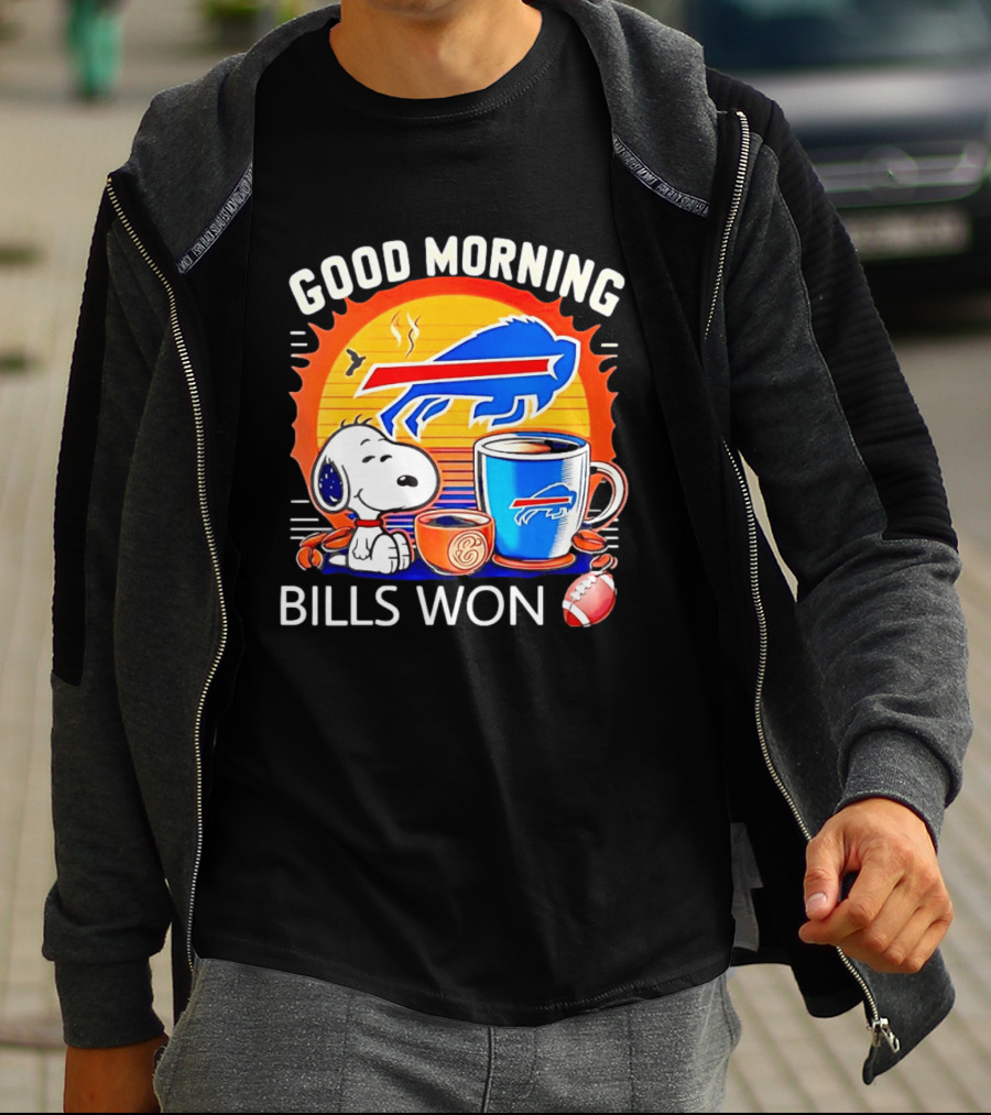 Good Morning Snoopy Buffalo Bills Won Coffee T-Shirt