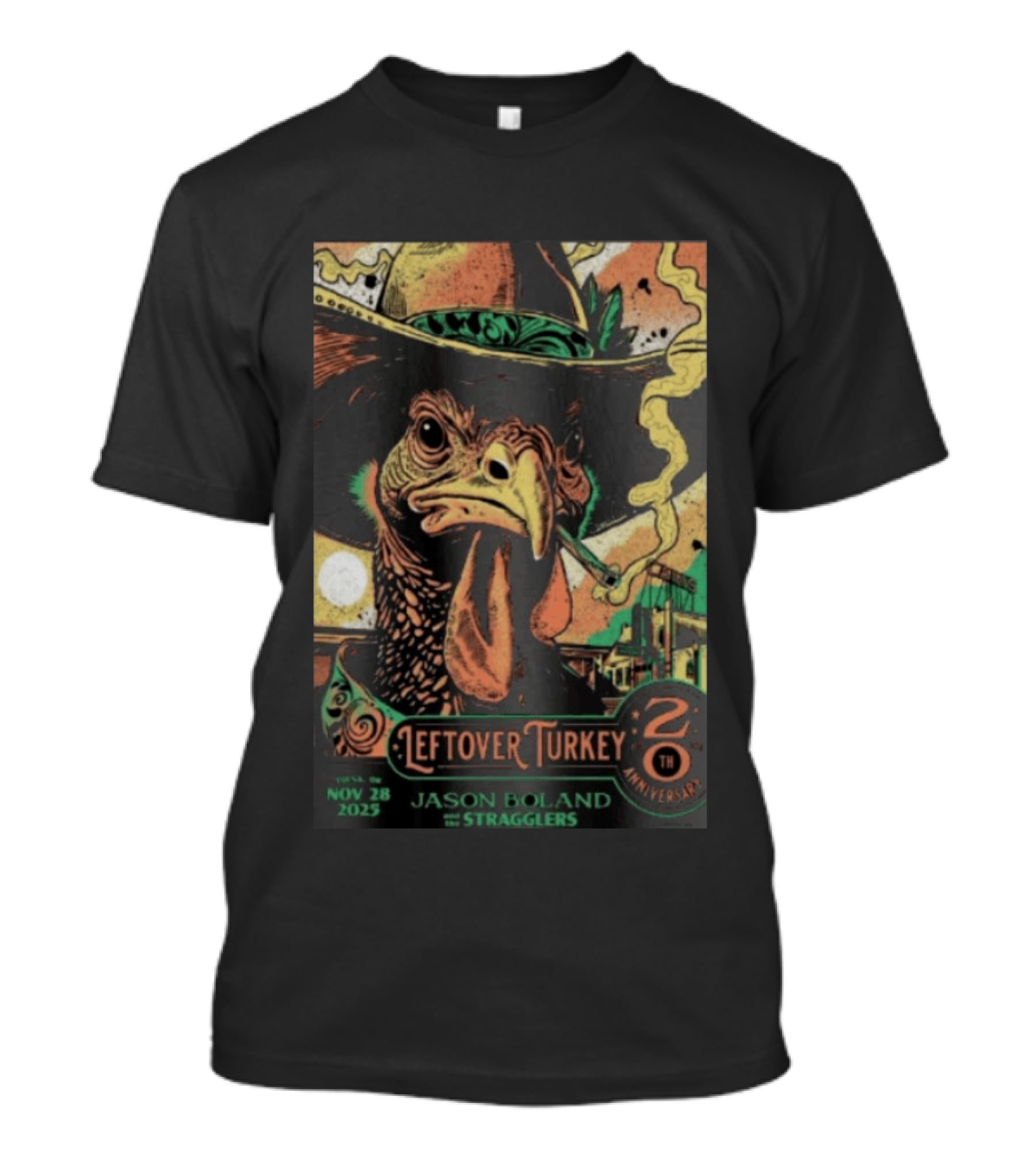 Jason Boland Stragglers 20th Anniversary Leftover Turkey Nov 28 2023 Tulsa T-Shirt