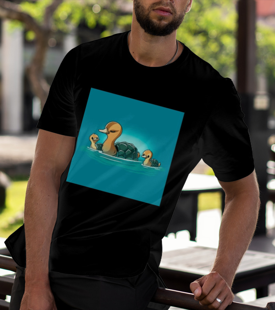 Turtle Ducks Swimming Cute Playful Hybrid Creatures T-Shirt