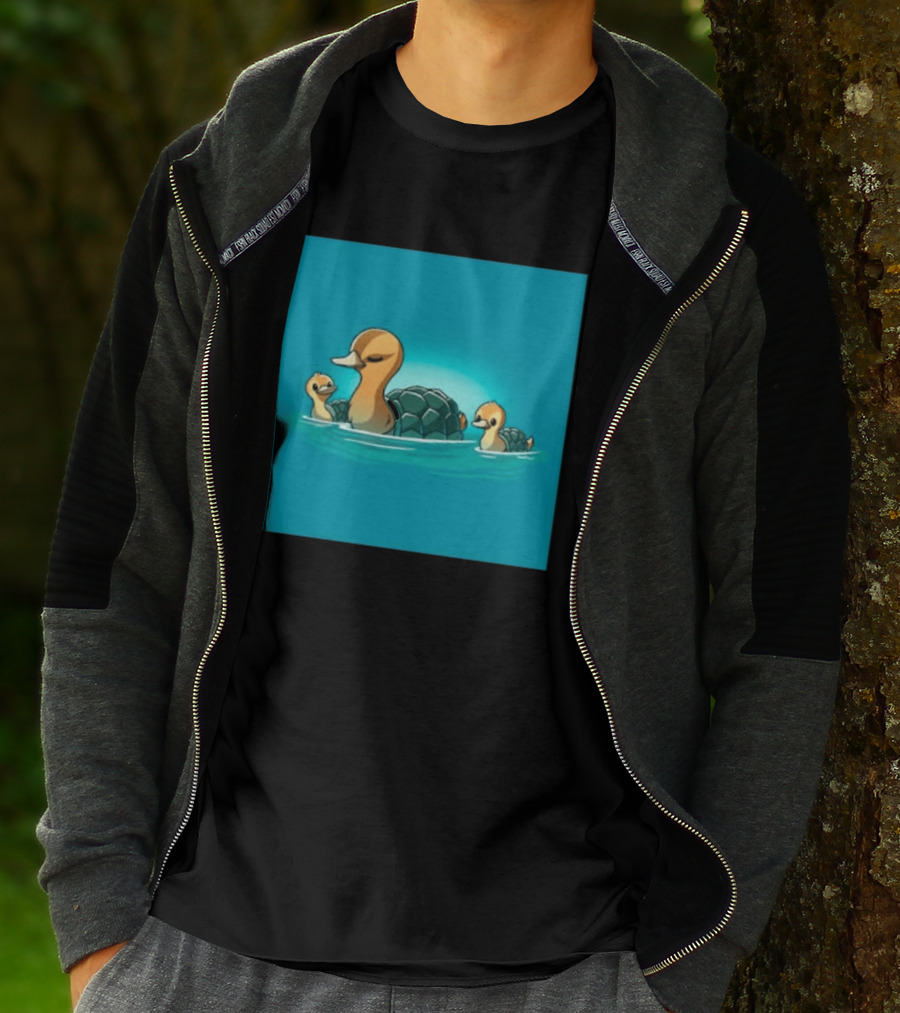Turtle Ducks Swimming Cute Playful Hybrid Creatures T-Shirt