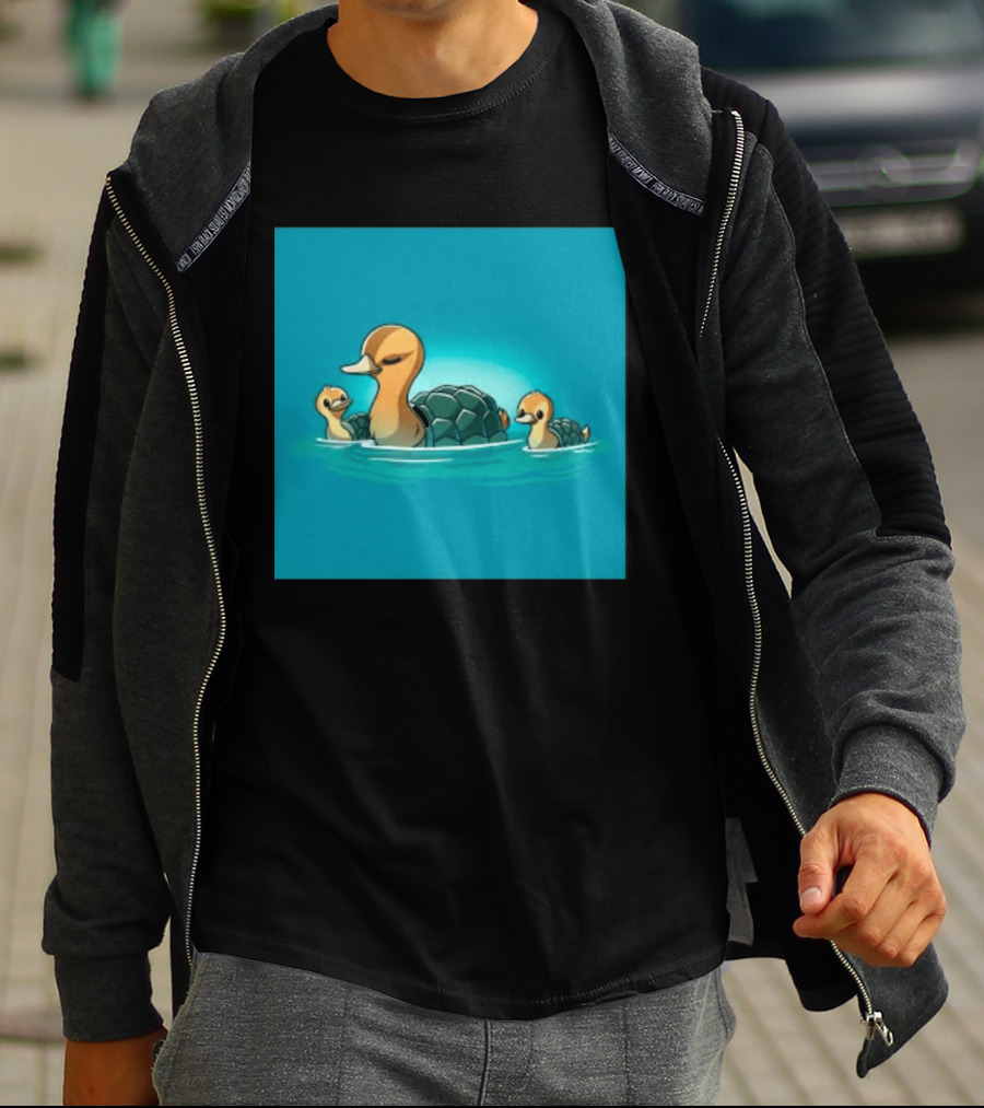 Turtle Ducks Swimming Cute Playful Hybrid Creatures T-Shirt