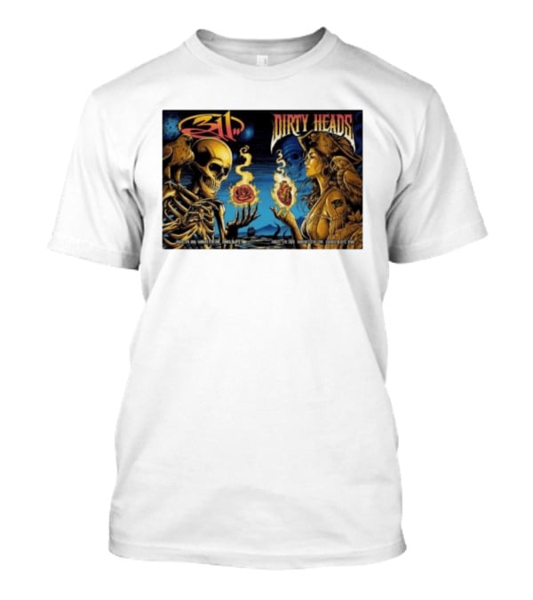 311 X Dirty Heads August 5 2026 Council Bluffs Iowa Harrah's Stir Cove Exclusive Set Skeleton Pirate Roses T-Shirt