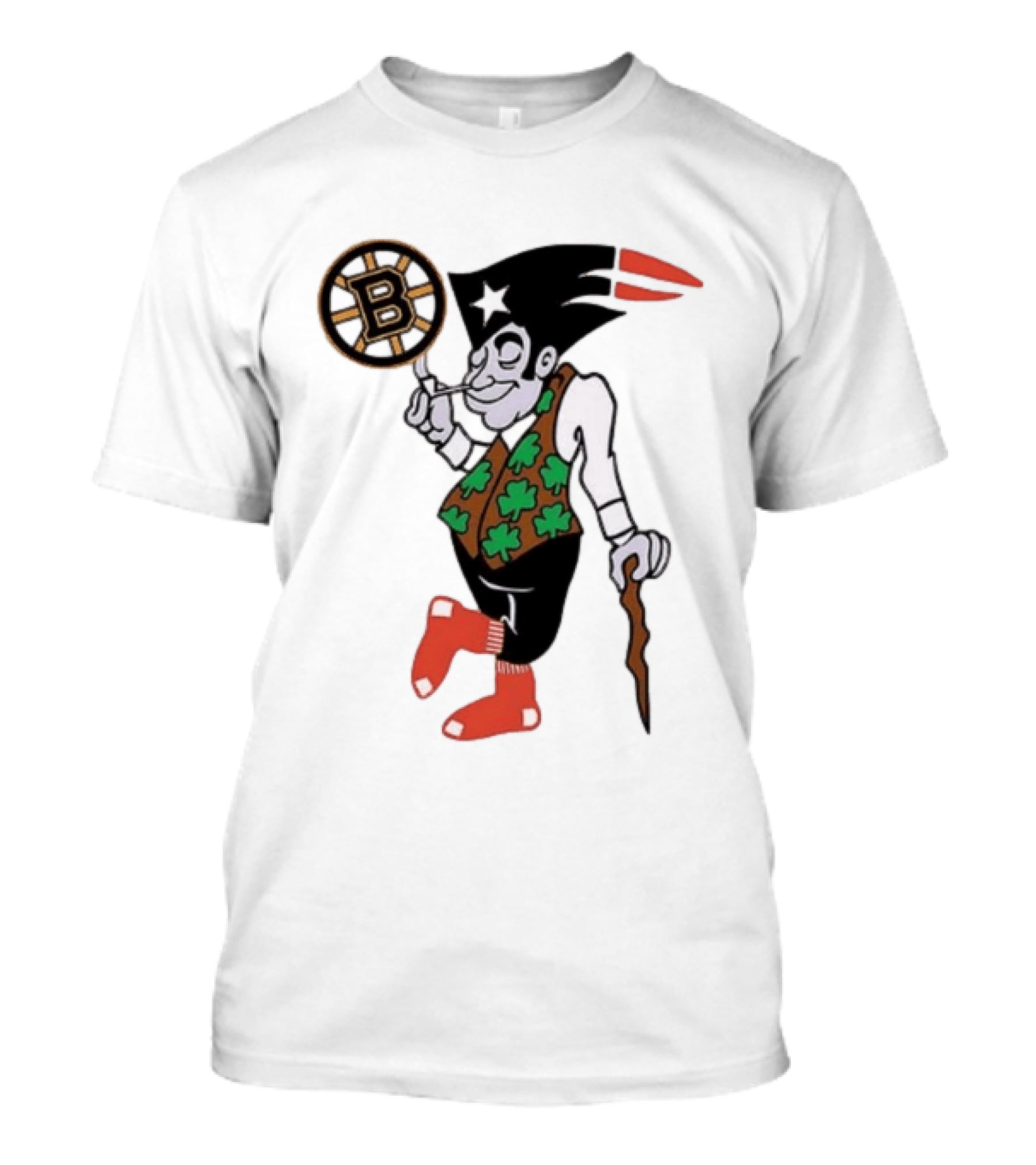 Boston All Sport Team Vintage Mascot With Clover And Cane T-Shirt