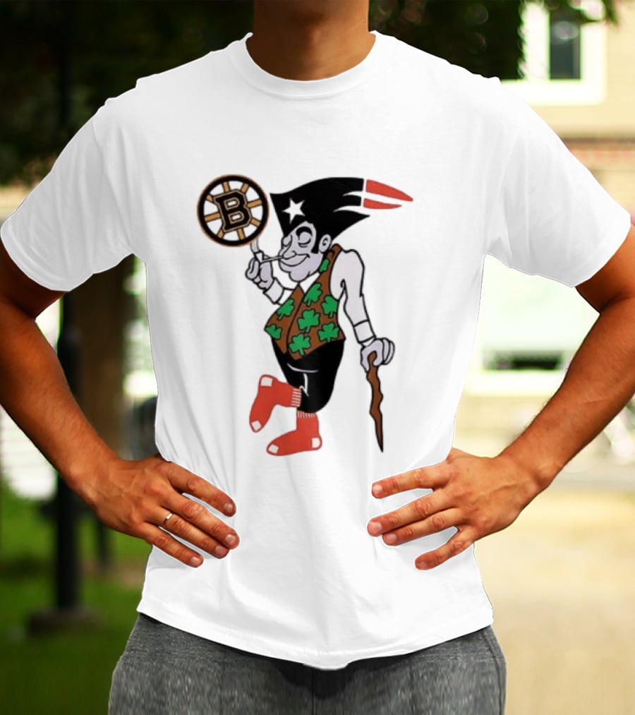 Boston All Sport Team Vintage Mascot With Clover And Cane T-Shirt