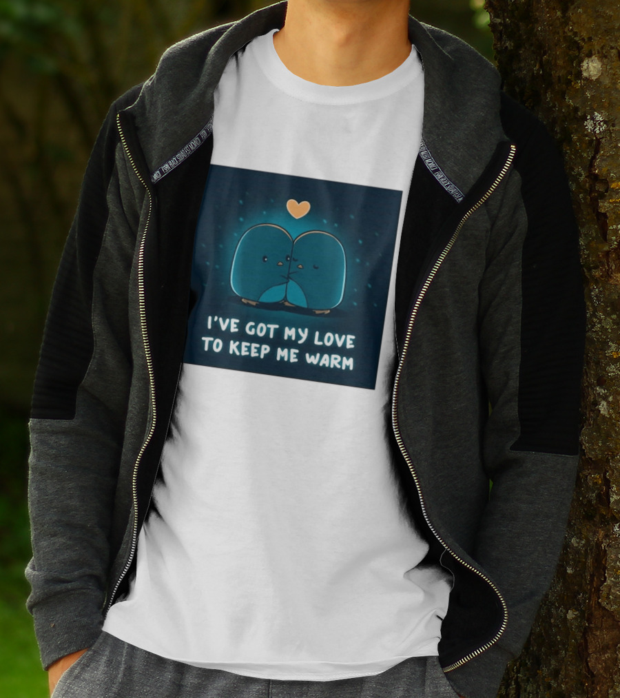 I've Got My Love To Keep Me Warm Heartwarming Penguin Cuddle T-Shirt