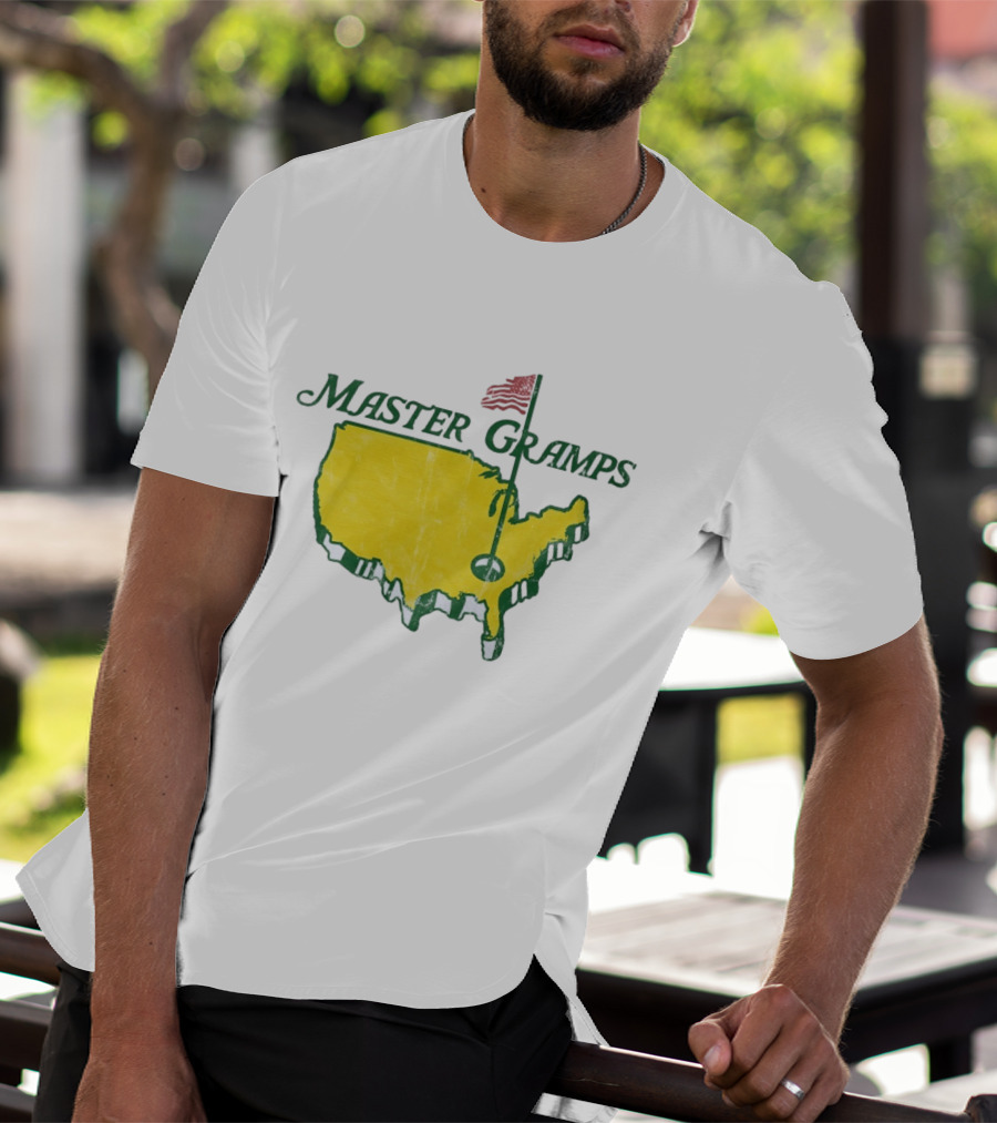 Master Gramps Golfing USA Flag Map T-Shirt