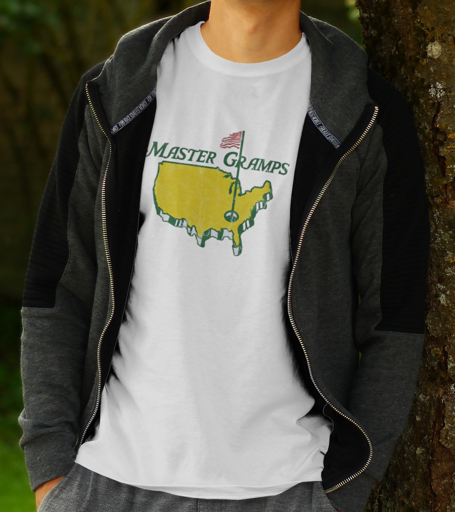 Master Gramps Golfing USA Flag Map T-Shirt