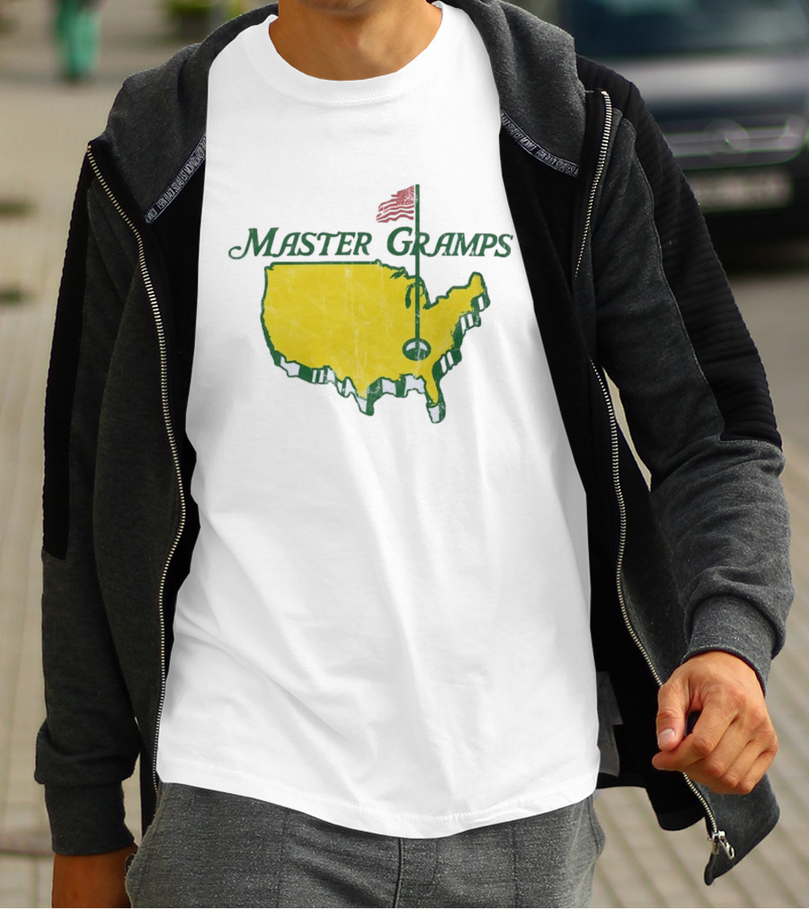 Master Gramps Golfing USA Flag Map T-Shirt