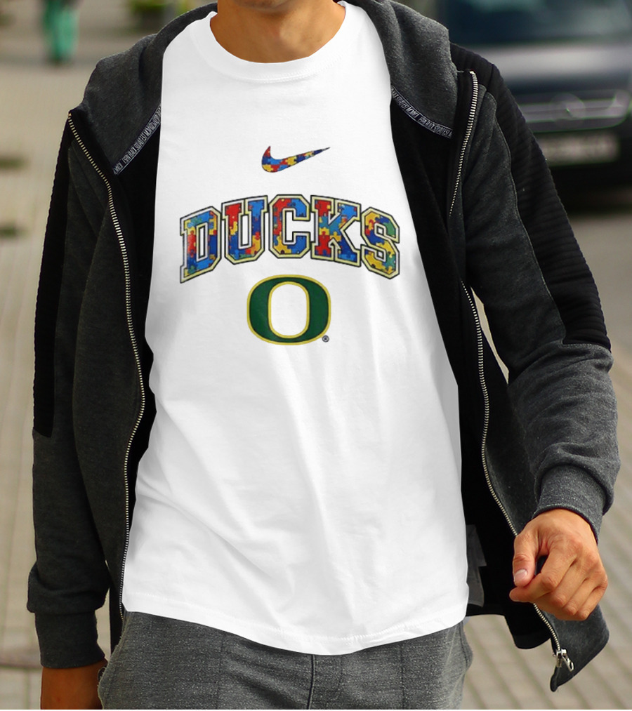 Oregon Ducks Autism Awareness Accept Understand Love Puzzle Nike T-Shirt