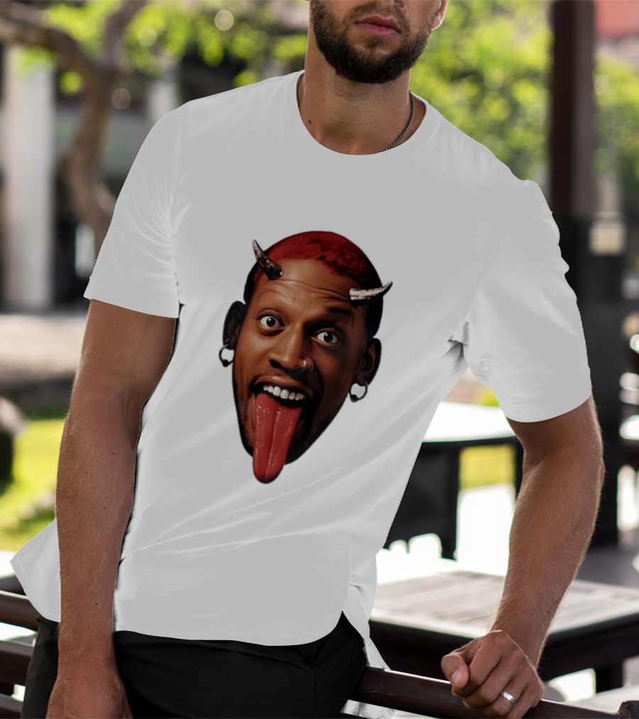 Dennis Rodman Big Face Devil Horns Chicago Bulls T-Shirt
