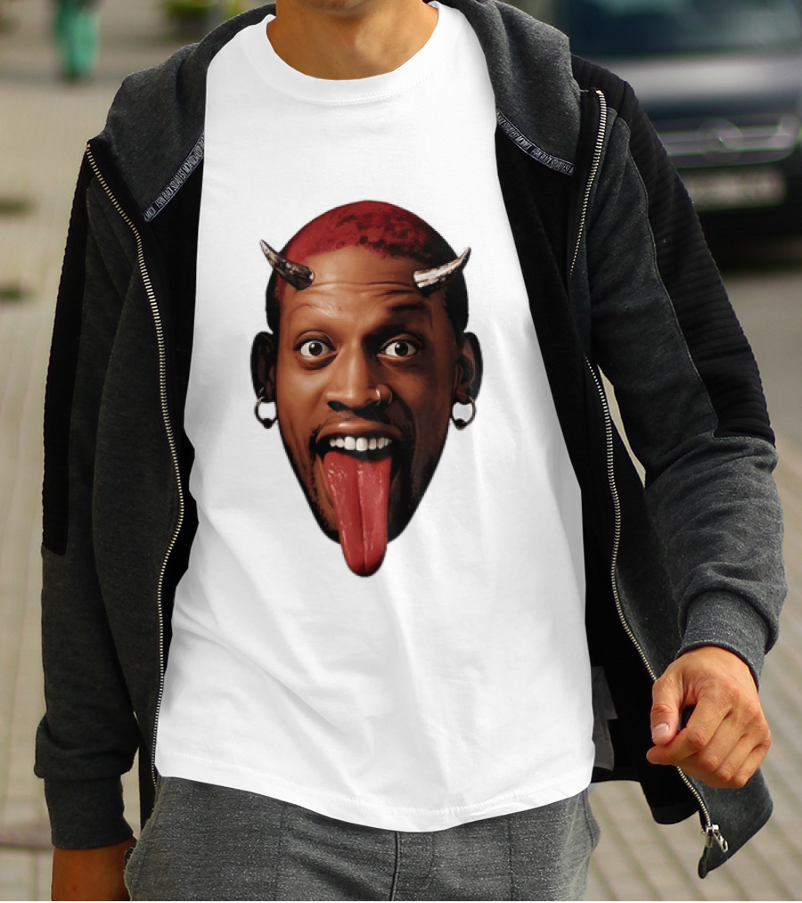 Dennis Rodman Big Face Devil Horns Chicago Bulls T-Shirt