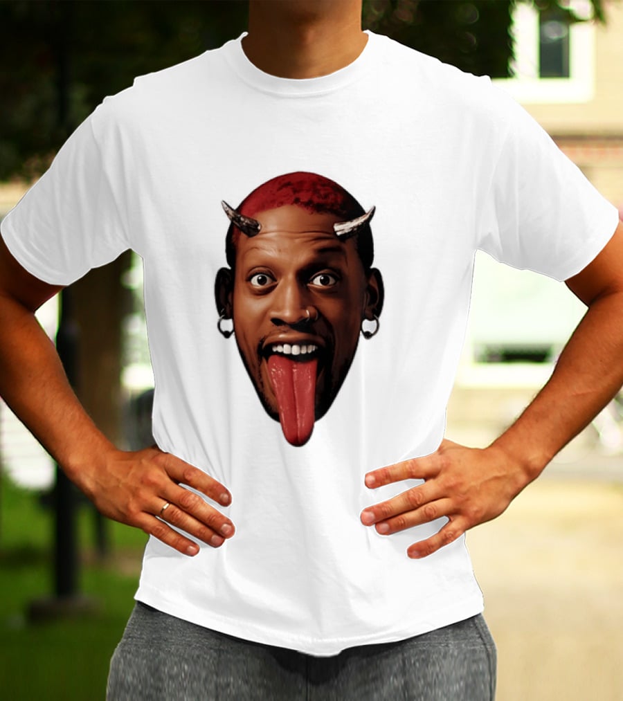 Dennis Rodman Big Face Devil Horns Chicago Bulls T-Shirt