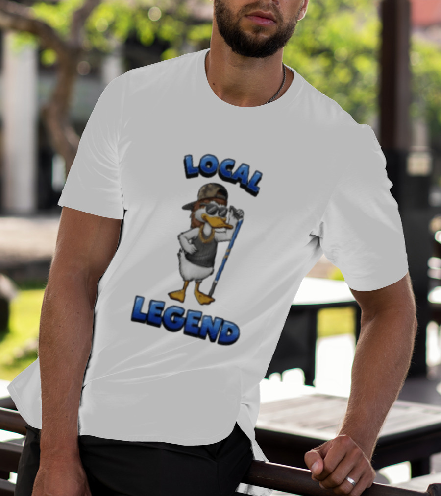 Duck Local Legend Hockey Player In Sunglasses And Cap T-Shirt