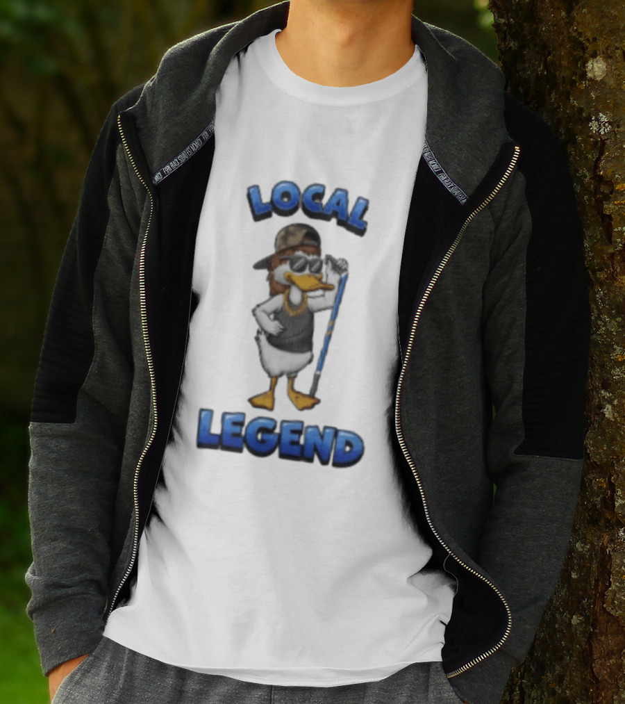 Duck Local Legend Hockey Player In Sunglasses And Cap T-Shirt