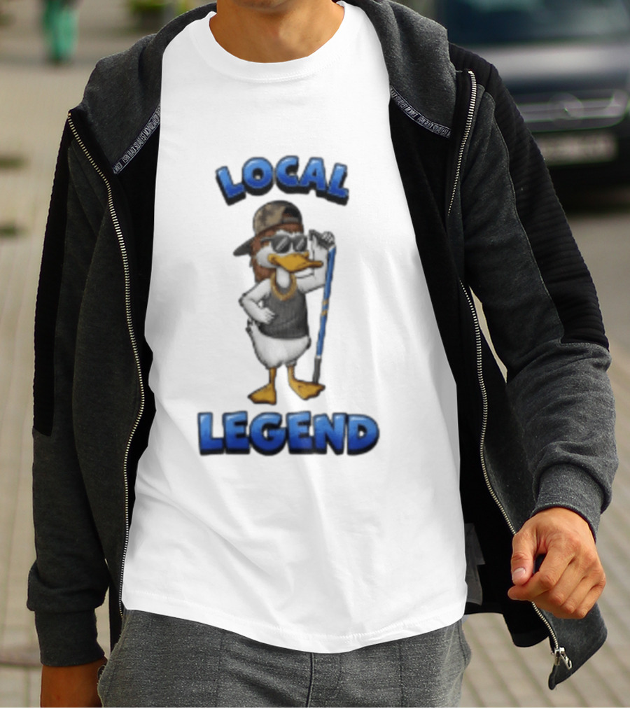 Duck Local Legend Hockey Player In Sunglasses And Cap T-Shirt