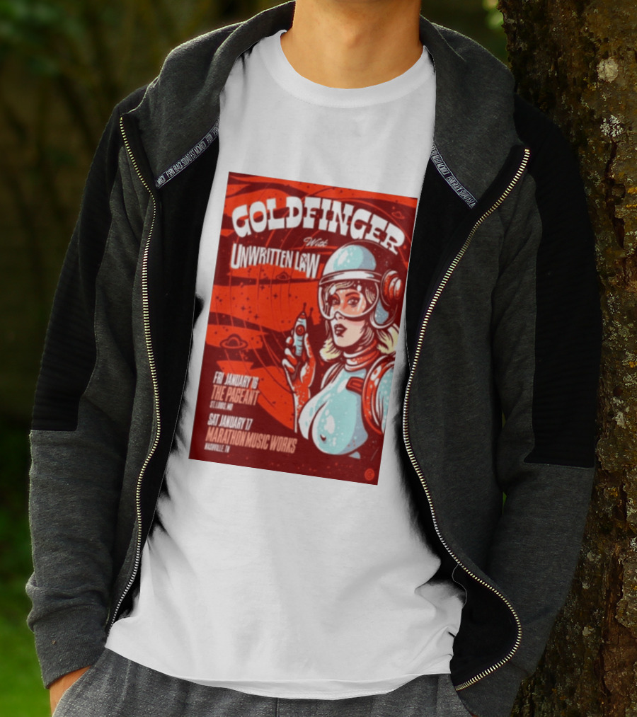 Goldfinger With Unwritten Law The Pageant St. Louis Marathon Music Works Nashville January 16 17 2026 Concert Retro Futuristic Spacewoman T-Shirt
