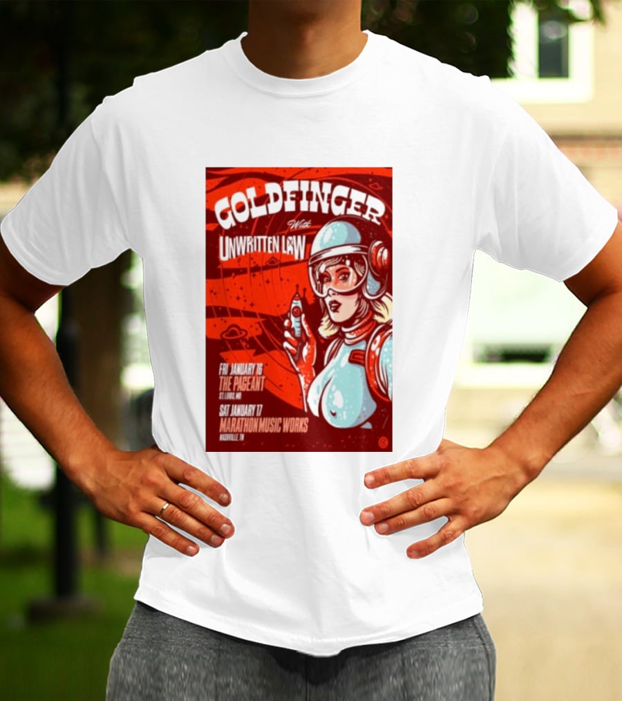 Goldfinger With Unwritten Law The Pageant St. Louis Marathon Music Works Nashville January 16 17 2026 Concert Retro Futuristic Spacewoman T-Shirt