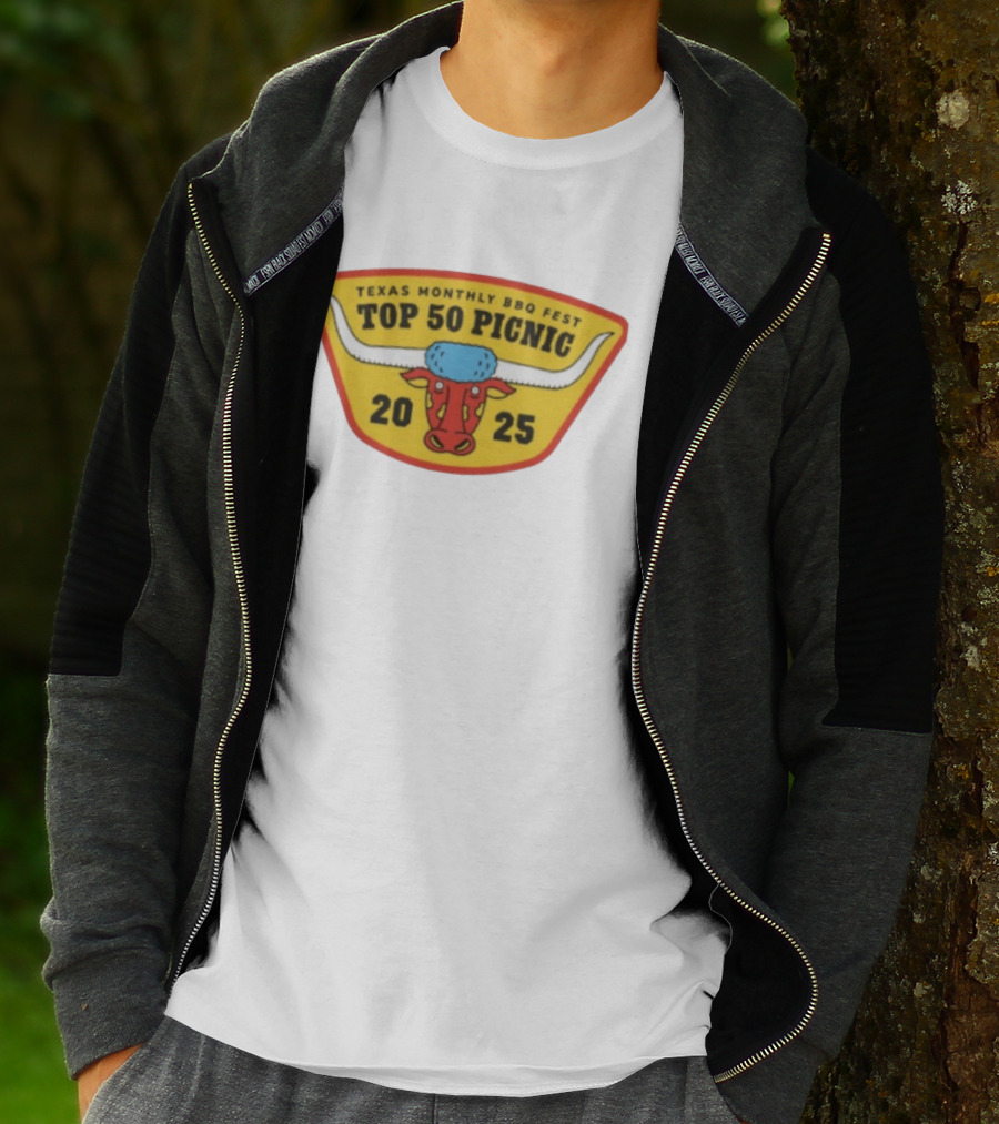 Texas Monthly BBQ Fest Top 50 Picnic 2025 Longhorn T-Shirt