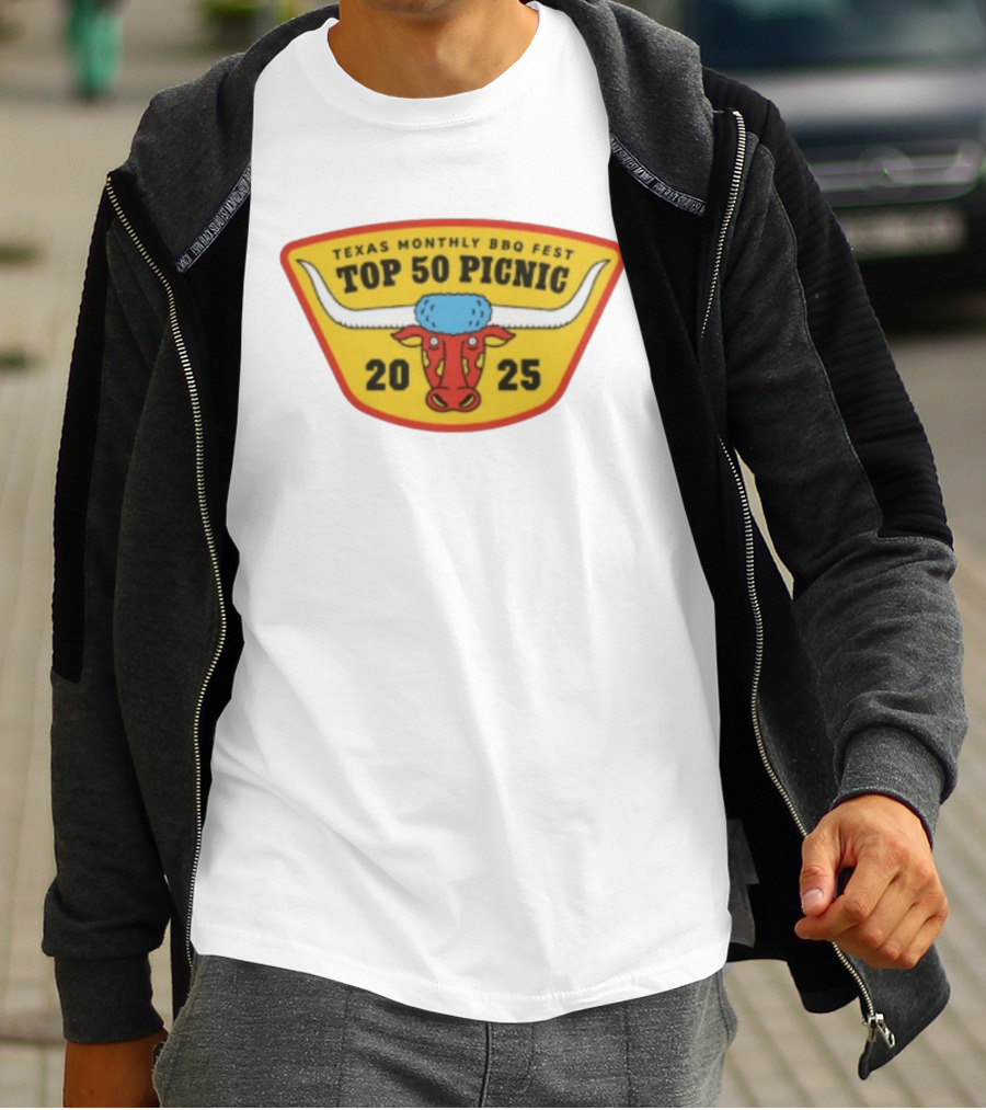 Texas Monthly BBQ Fest Top 50 Picnic 2025 Longhorn T-Shirt