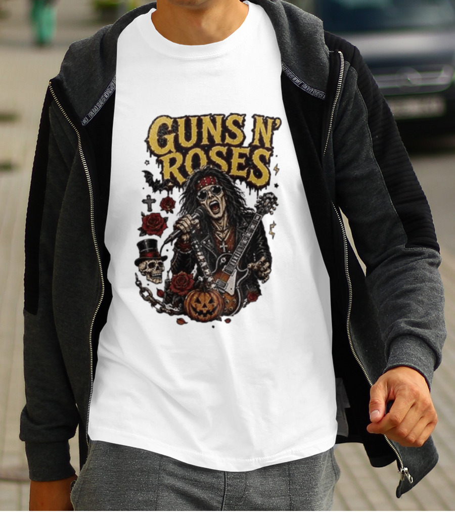 Guns N' Roses I'm A GNR Ghoul Appetite For Fright Halloween Rocks With Skulls And Pumpkins T-Shirt