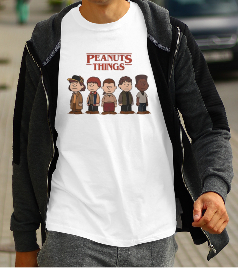 Peanuts Things Cartoon Characters Mashup Stranger 80s T-Shirt