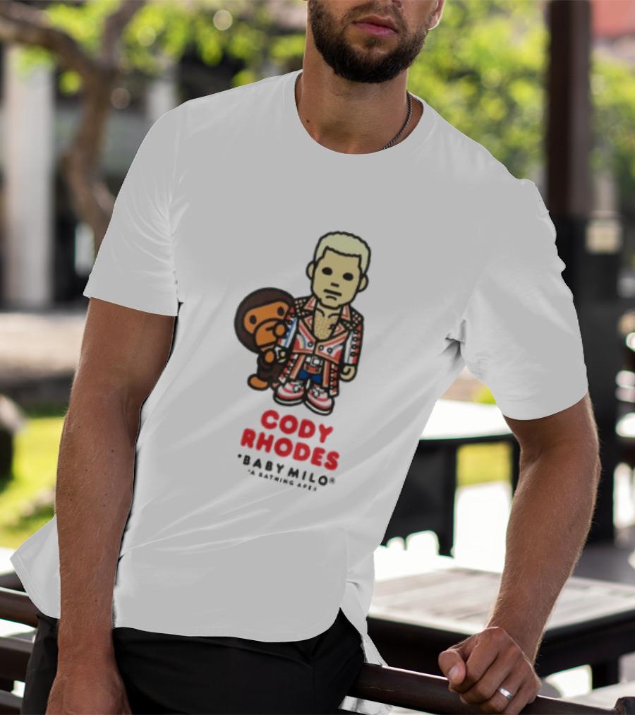 Cody Rhodes Baby Milo Wrestling Mens White Wwe Collaboration T-Shirt
