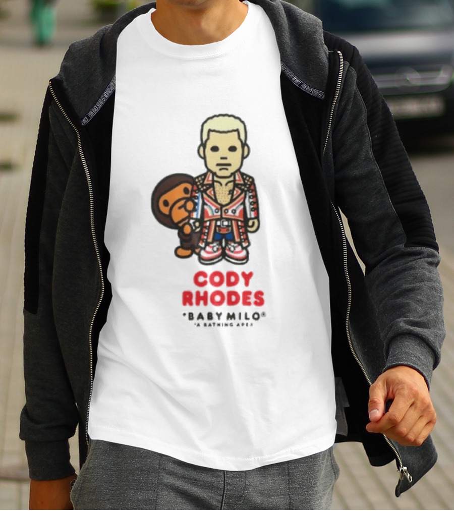 Cody Rhodes Baby Milo Wrestling Mens White Wwe Collaboration T-Shirt