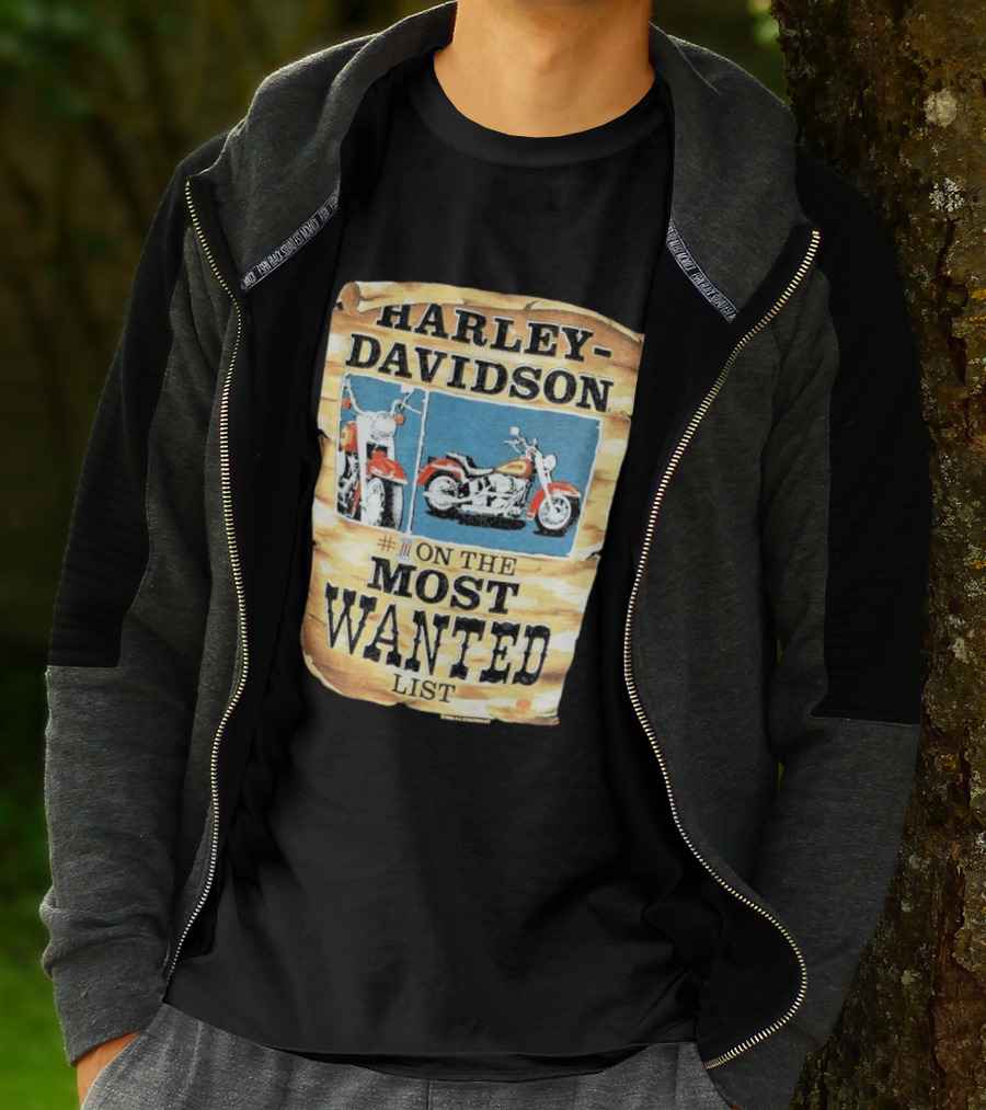 Harley Davidson #1 On The Most Wanted List Motorcycle 1986 Bismarck North Dakota T-Shirt