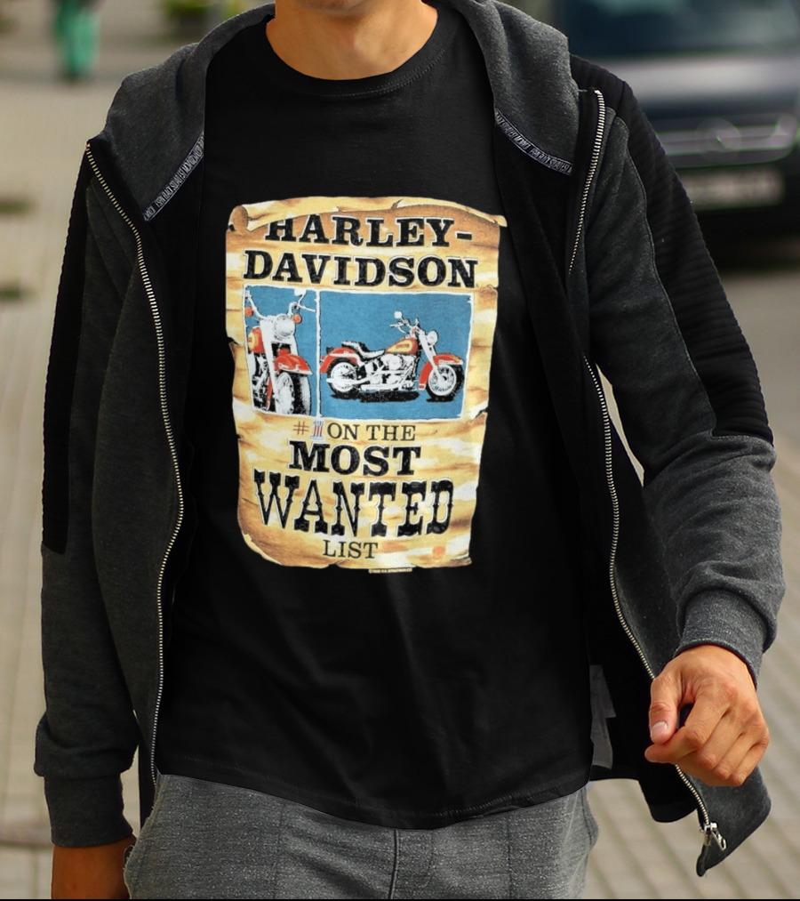 Harley Davidson #1 On The Most Wanted List Motorcycle 1986 Bismarck North Dakota T-Shirt