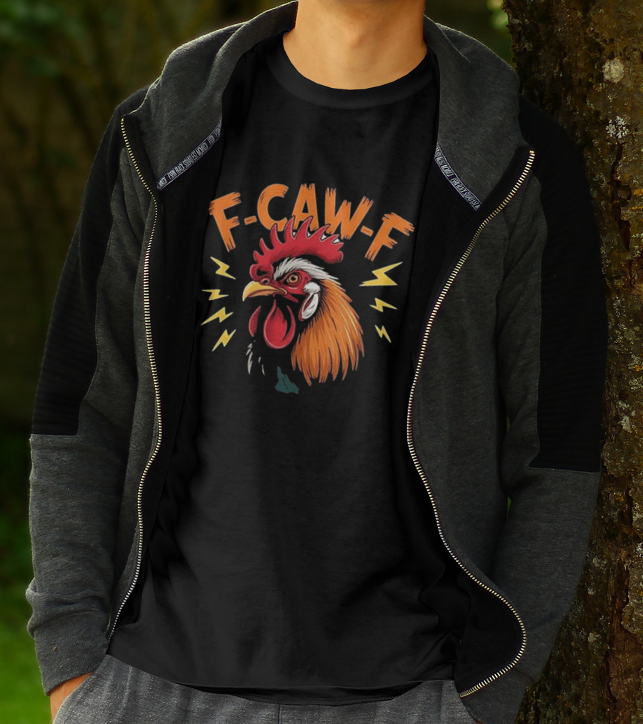 F Caw F Humor Meme Rooster Thunderbolts T-Shirt