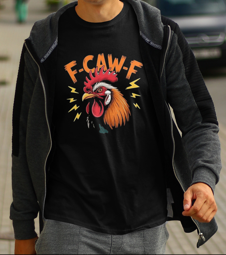 F Caw F Humor Meme Rooster Thunderbolts T-Shirt