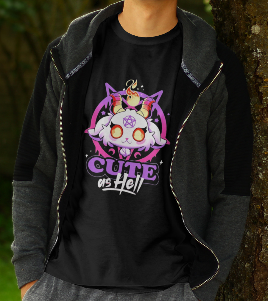 Cute As Hell Goat Demon Pentagram Flame T-Shirt