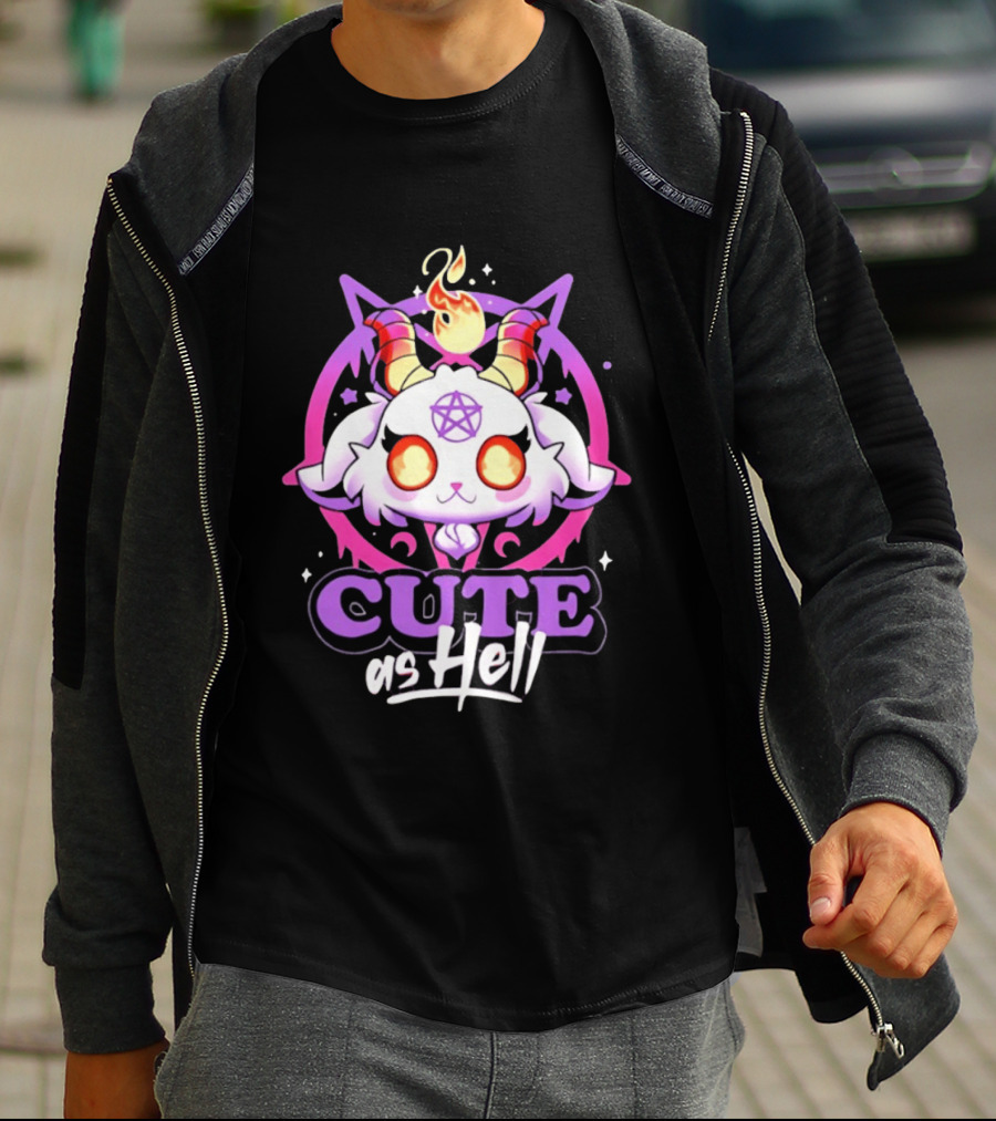Cute As Hell Goat Demon Pentagram Flame T-Shirt
